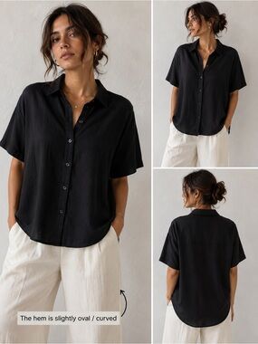 Rag & Bone Navy Blue Oversized Short Sleeve Button-Up Blouse XS